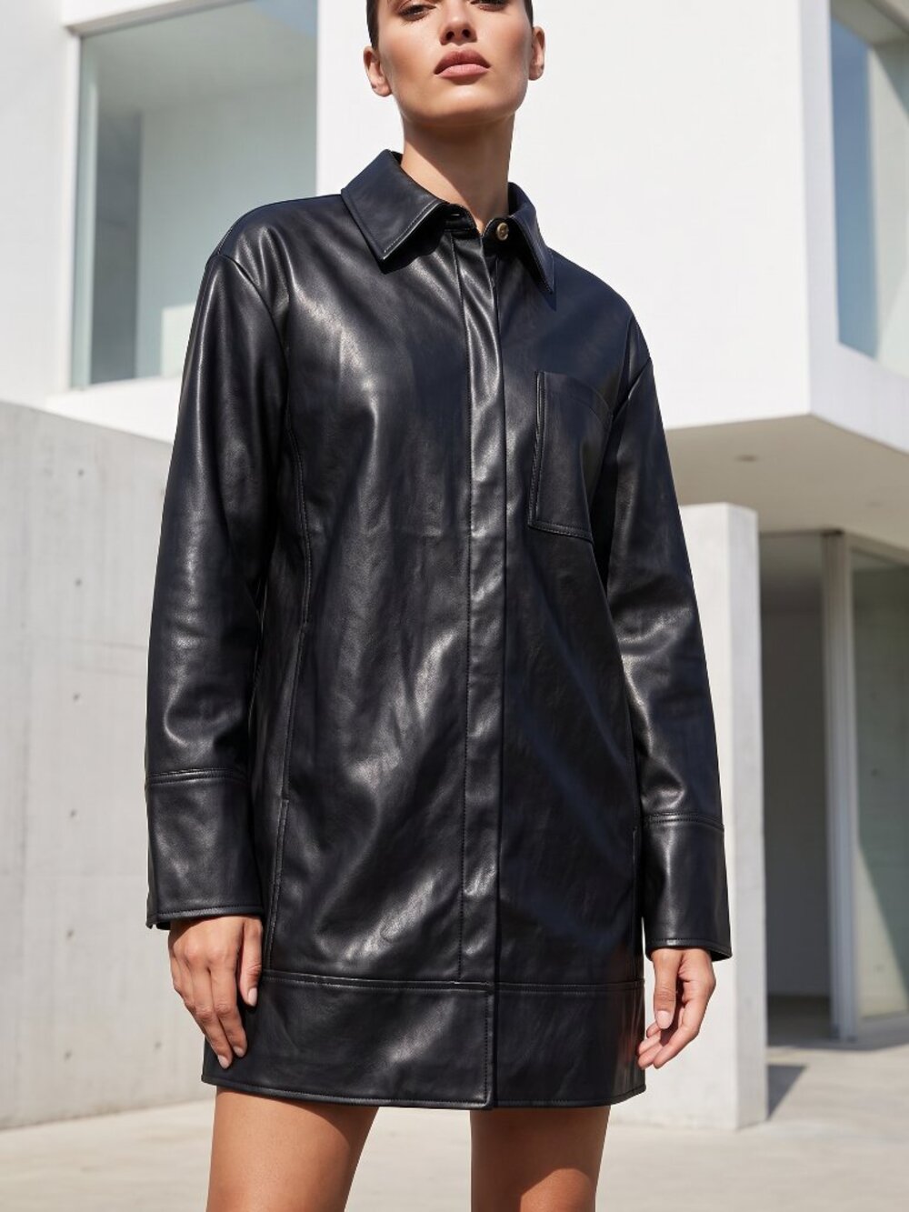 NWT $378 REVOLVE APPARIS Calo black minimalist faux leather coat S